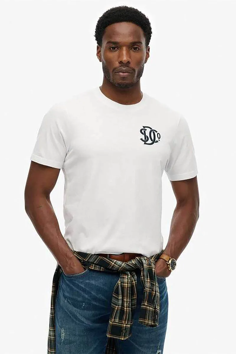 Superdry ανδρικό T-shirt με κεντημένο λογότυπο Relaxed Fit "Sd&Co" - M1012373A Λευκό