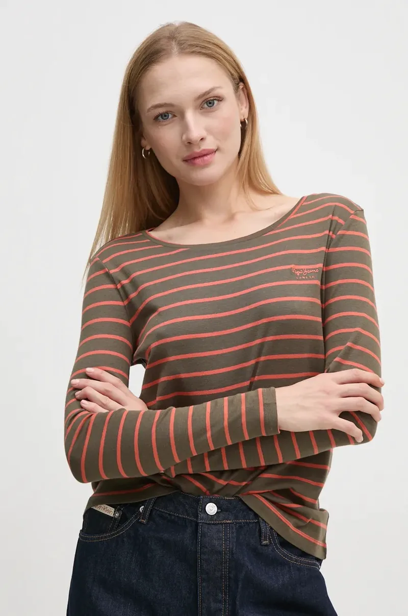Βαμβακερή μπλούζα με μακριά μανίκια Pepe Jeans FINNA