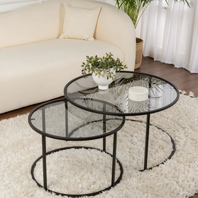 Σετ Τραπέζι Σαλονιού Black-Grey-80-60 706Cln1141 (15x39x15)