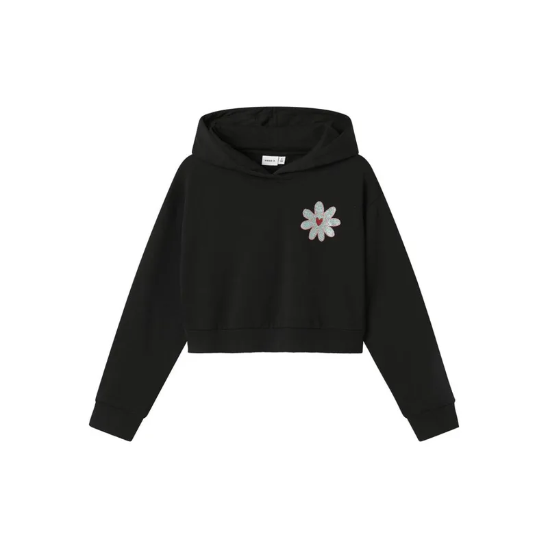 Μπλούζα φούτερ crop κορίτσι name it-13245156-Black