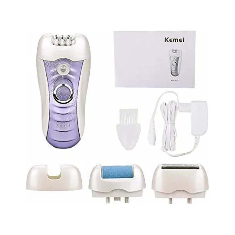 Επαναφορτιζόμενο Σετ Αποτρίχωσης Epilator για Σώμα Kemei KM-3012 Λευκό-Μωβ