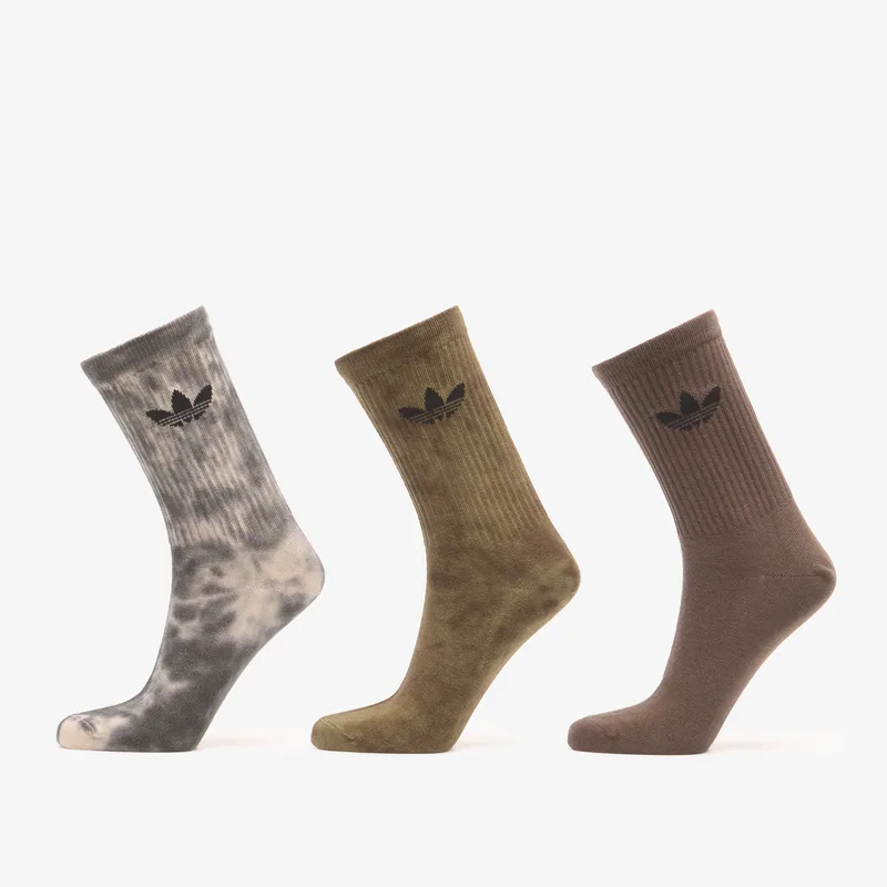 adidas Tie Dye Crew Socks 3 Pairs Carbon/ Focus Olive/ Shadow Olive XL