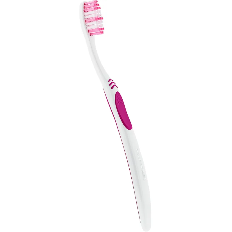 Elgydium Basic Medium Toothbrush Χειροκίνητη Μέτριας Σκληρότητας Οδοντόβουρτσα με Εργονομική Λαβή 1 Τεμάχιο - Φούξια