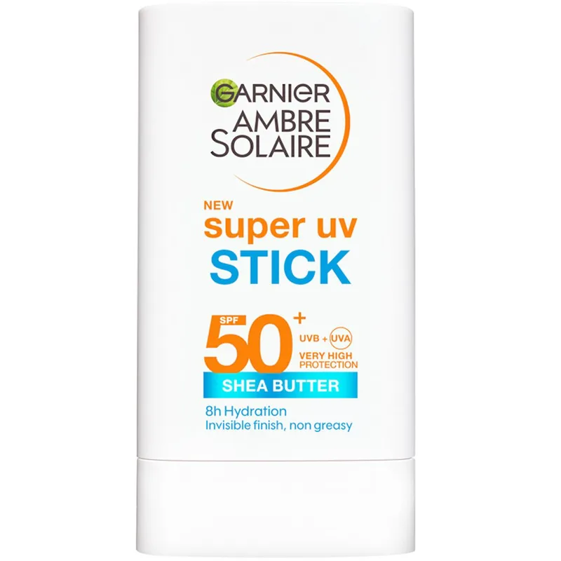 Garnier Ambre Solaire Spf50+ Super UV Invisible Stick Αόρατο Ενυδατικό Αντηλιακό Στικ Προσώπου Πολύ Υψηλής Προστασίας με Βούτυρο Καριτέ 18g