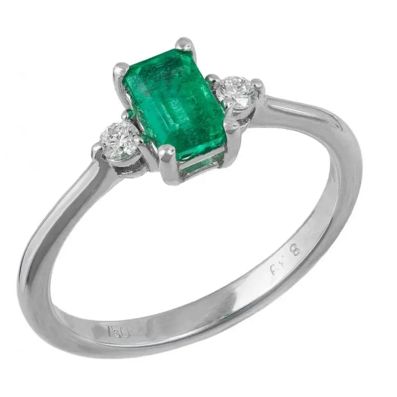 Λευκόχρυσο δαχτυλίδι Baguette Emerald and Diamonds Κ18 046945 046945 Χρυσός 18 Καράτια