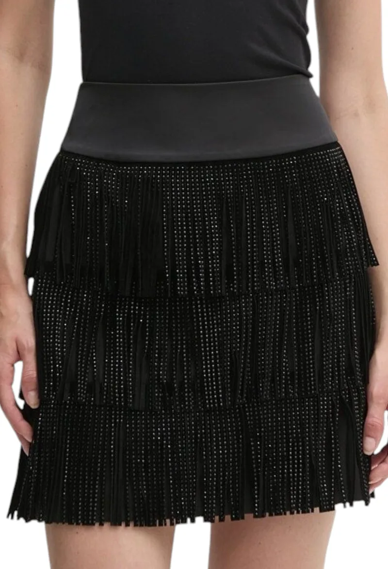 Φούστα DKNY Με Κρόσια Με Στρας P43N6ODY-BLK-BLACK Γυναικείο