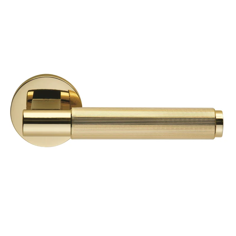 Πόμολα Πόρτας ILAVIO χειρολαβές με ροζέτα 2671 Brass Κανελάζ (Τεμάχιο (δεξί εξώπορτας))