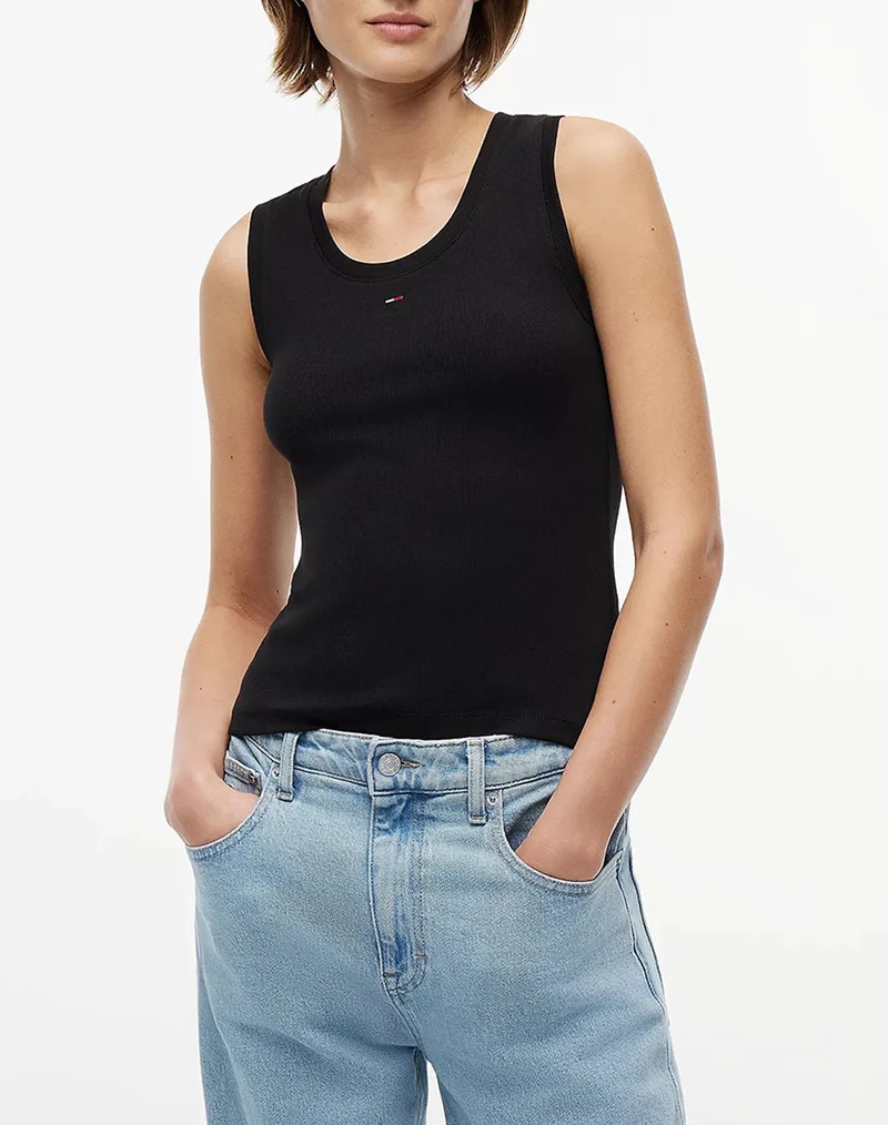 TOMMY JEANS TJW ESSENTIAL RIB TANK EXT DW0DW20673-BDS Black
