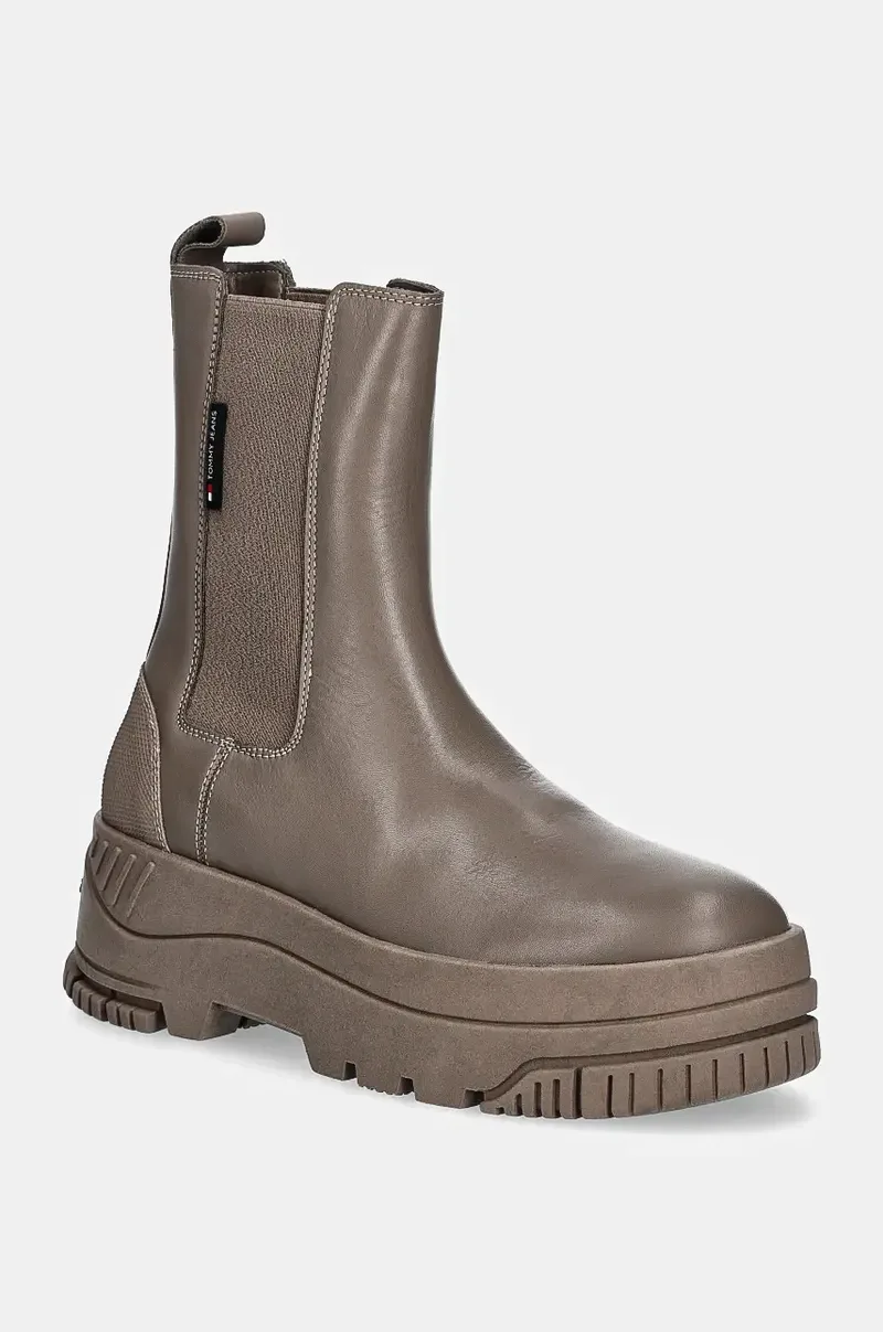 Δερμάτινες μπότες τσέλσι Tommy Jeans TJW CHELSEA FLATFORM BOOT