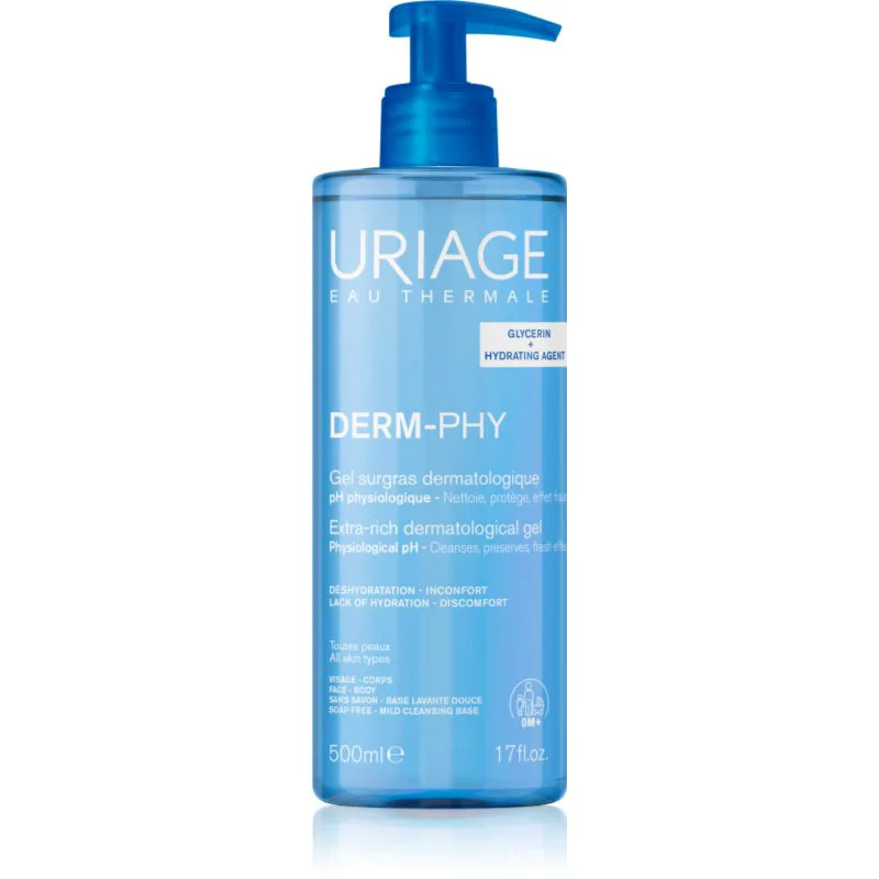 Uriage DERM-PHY Extra Rich Dermatological Gel απαλό καθαριστικό τζελ 500 ml