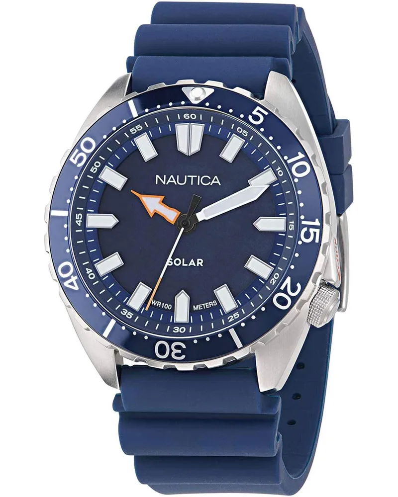 NAUTICA Vintage Solar - NAPNVF401, Silver case with Blue Rubber Strap