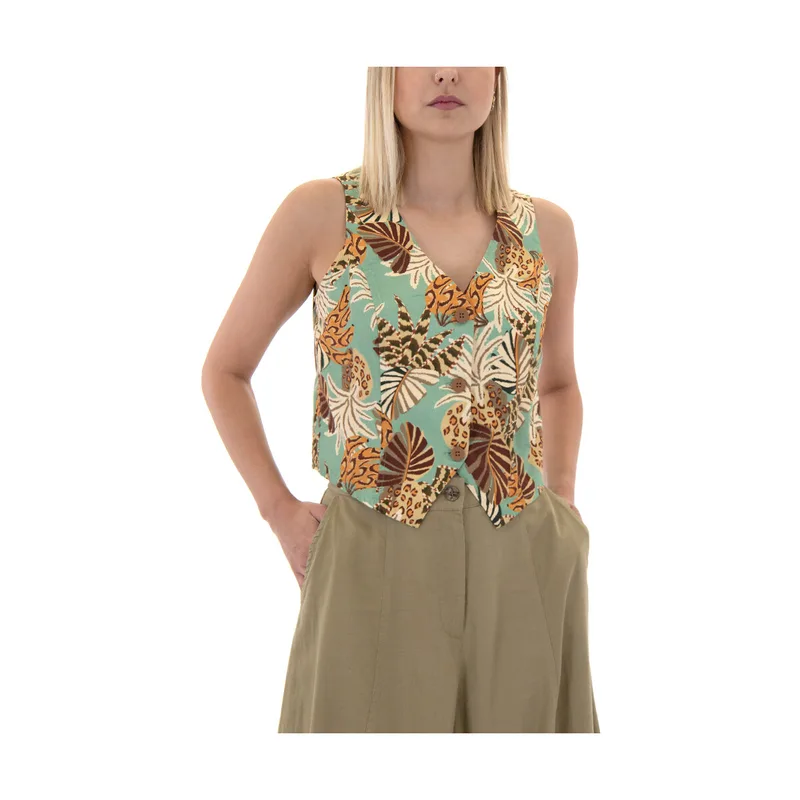 Αμάνικα/T-shirts χωρίς μανίκια Namaste RORY PRINTED BUTTONED VEST WOMEN