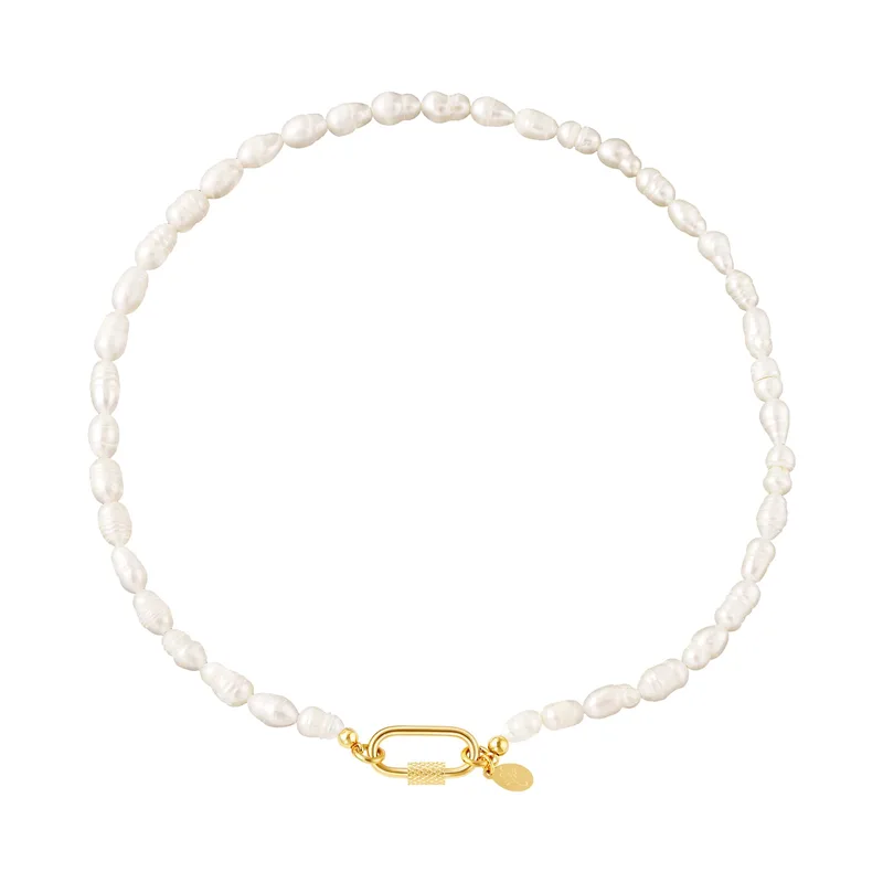 Κολιέ Cuoro Pearls And Rock Necklace Χρυσό