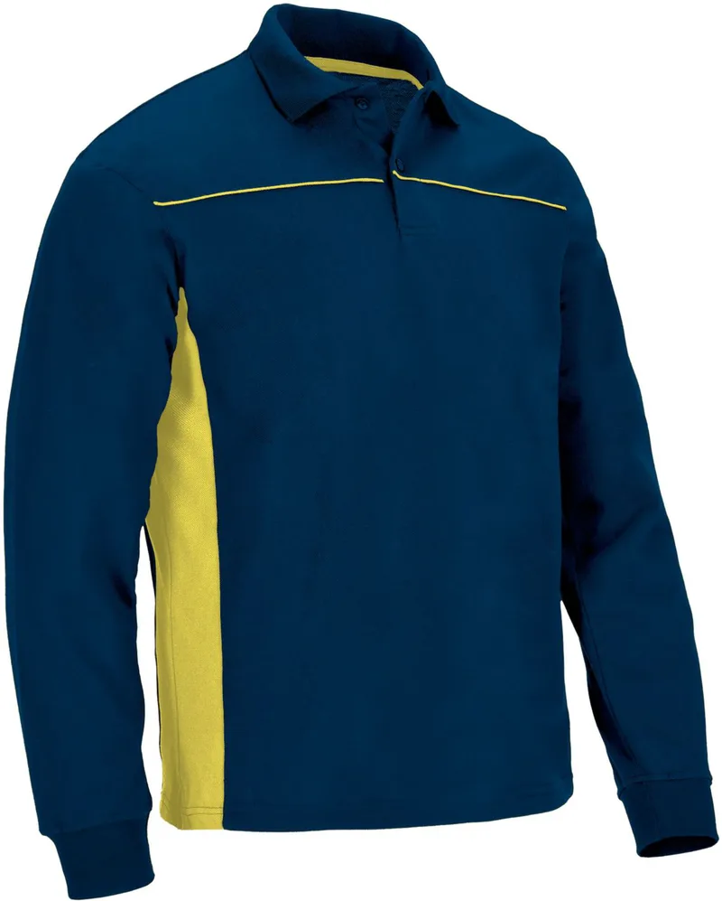 Μακρυμάνικο Polo Shirt THUNDER Valento POVATHLMA Orion Navy Blue-Lemon Yellow