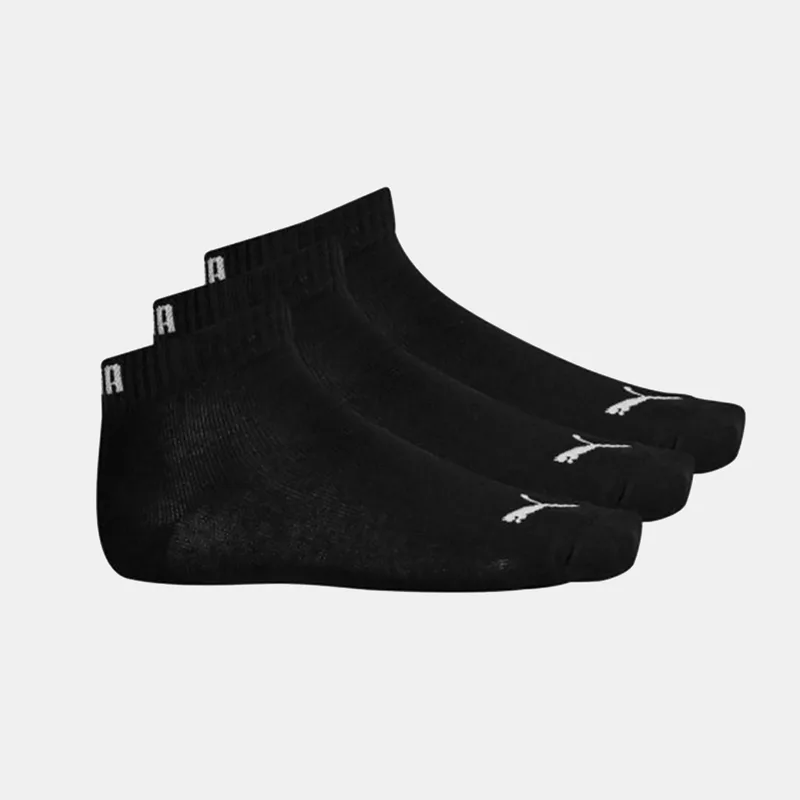 PUMA KIDS PLAIN SNEAKER QUARTER SOCKS 3 PACK ΜΑΥΡΟ