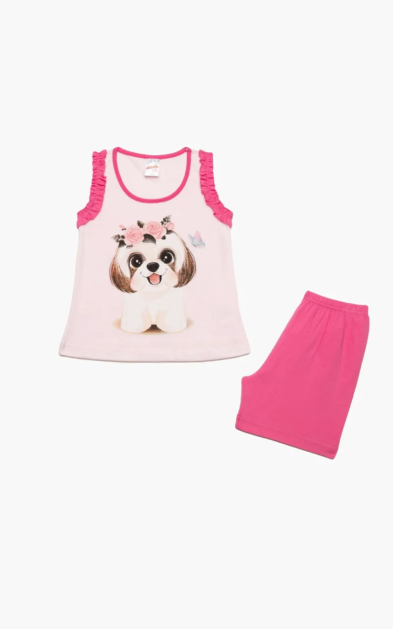 Πυτζάμα Βρεφική Καλοκαιρινή Minerva Dance Puppy Φούξια No 2 61936-157
