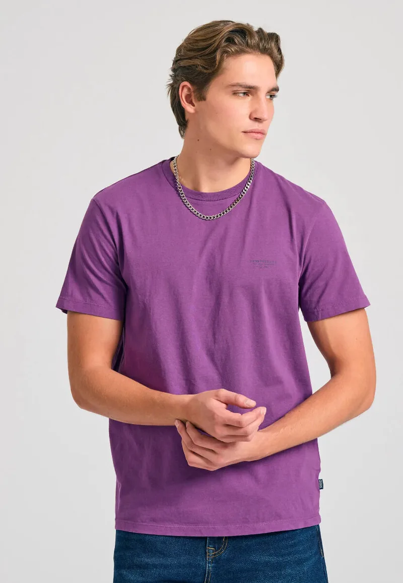 Funky Buddha Ανδρικό T-shirt με στρογγυλή λαιμόκοψη FBM011-001-04 Μώβ