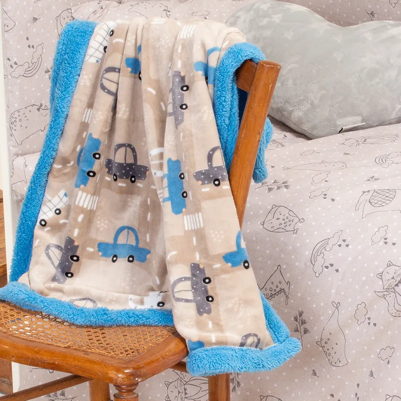 Κουβέρτα Flannel-Sherpa Γούνα Κούνιας 105x160εκ. Cars Melinen 2000049000 (Υλικό: Flannel 100%, Χρώμα: Μπλε, Ύφασμα: Sherpa, Μέγεθος: Κούνιας) - MELINEN - 2000049000