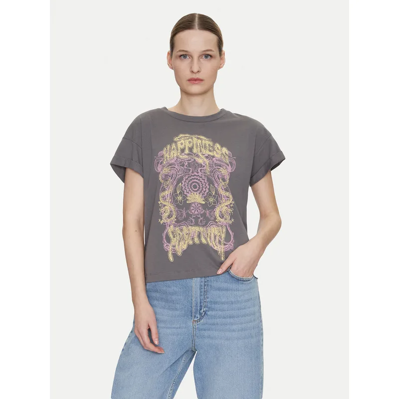 Noisy May T-Shirt Gaby 27033385 Γκρι Regular Fit