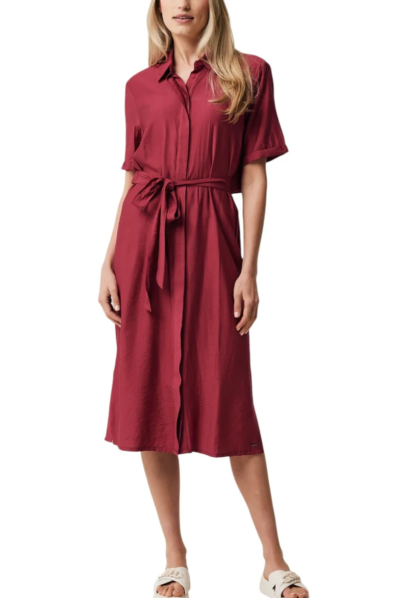 Φόρεμα Mexx Shirt dress with tie MF006307041W-Wine Red Γυναικείο