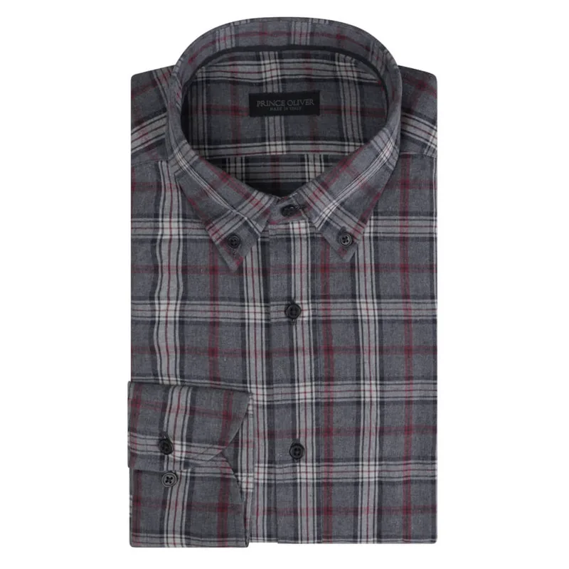 Superior Πουκάμισο Καρό Γκρι 100% Fine Cotton (Modern Fit) New Arrival