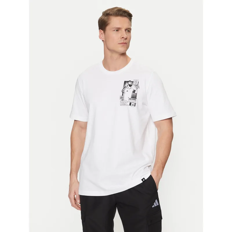 adidas T-Shirt Messi Icon Graphic JJ1414 Λευκό Regular Fit