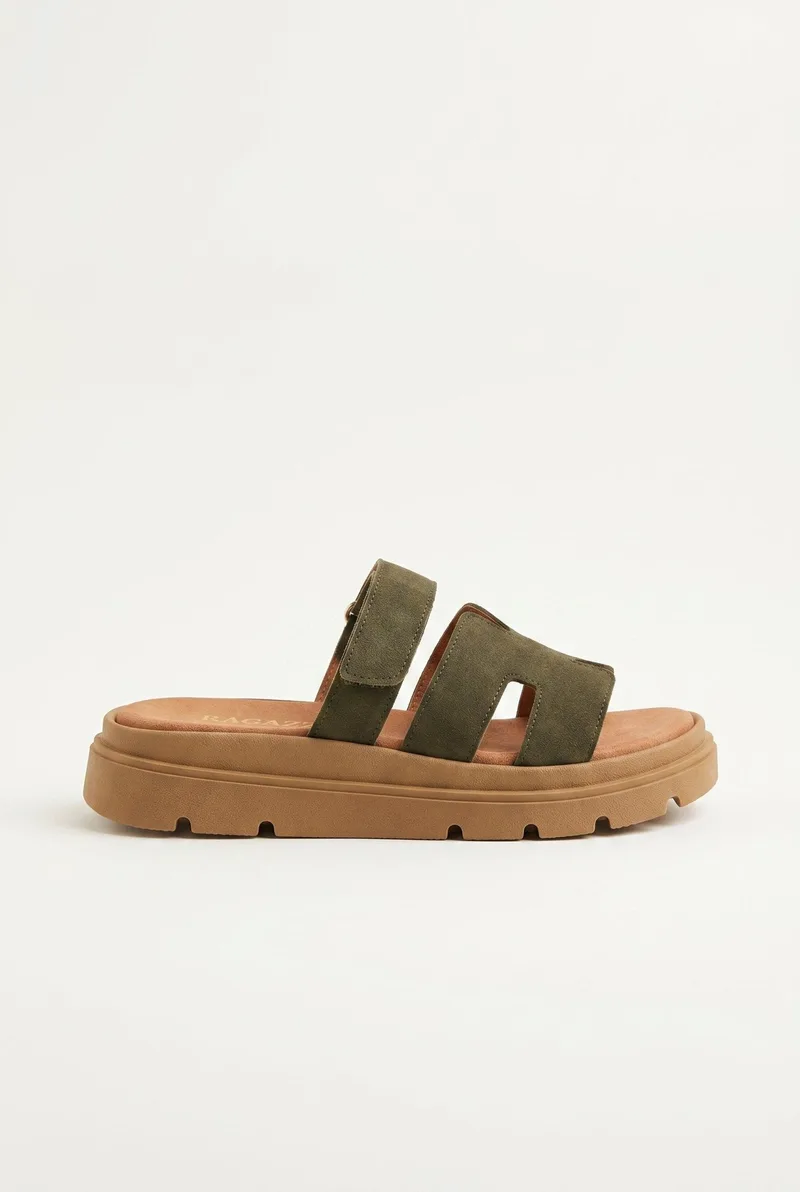 RAGAZZA Flatform Sandals - 01024 - Olive Suede