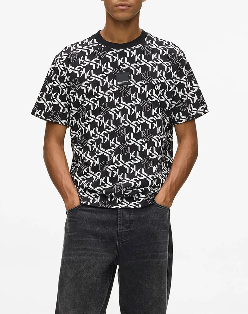KARL LAGERFELD JEANS KLJ REG SS MONOGRAM AOP TEE B1M17070-1CY Mixed