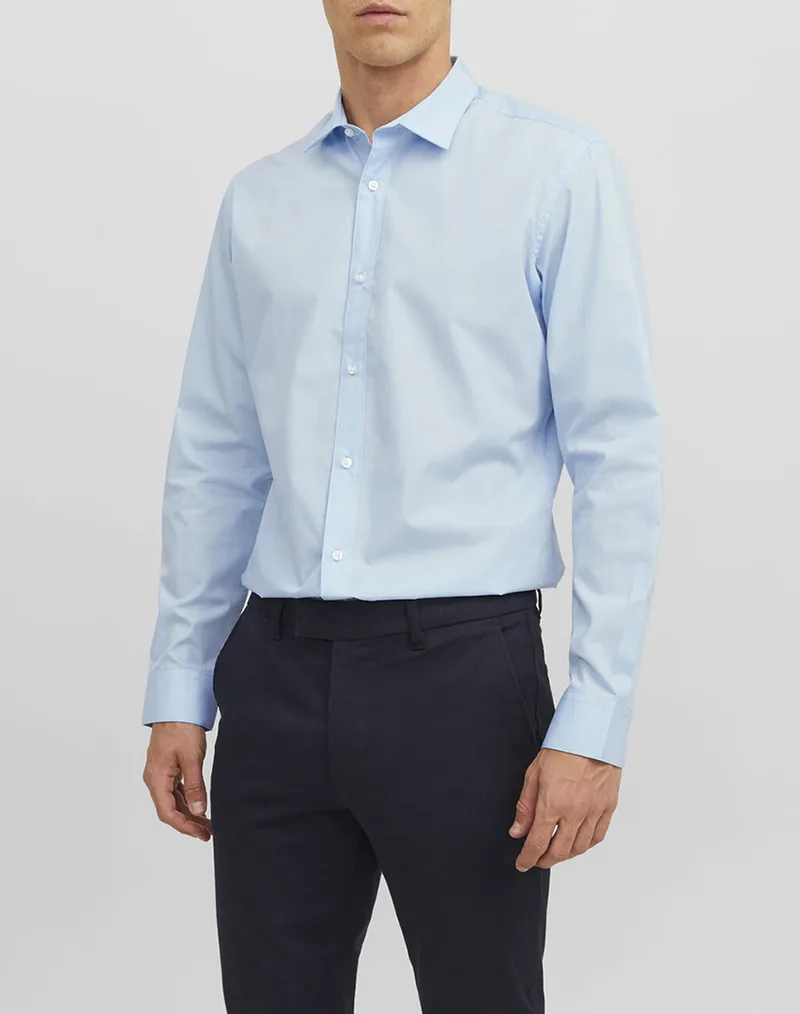 JACK&JONES JJEJOE SHIRT LS PLAIN NOOS 12187222-Cashmere Blue LightBlue