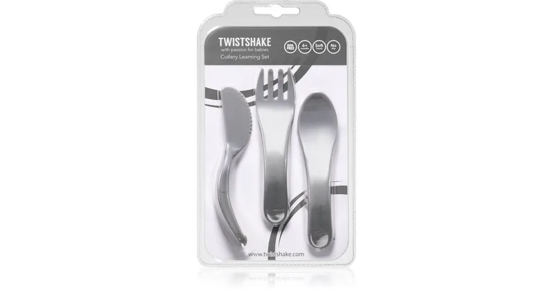 Twistshake Learn children's cutlery 6+ months pastel grey 3 pieces