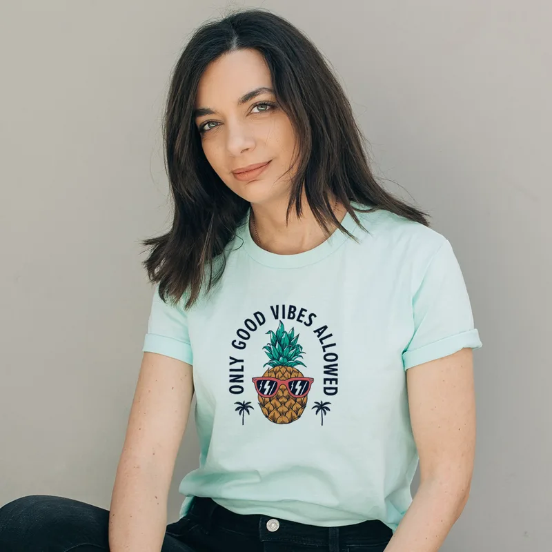 Good Vibes - Organic Vegan T-Shirt Unisex - Μέντα - XL