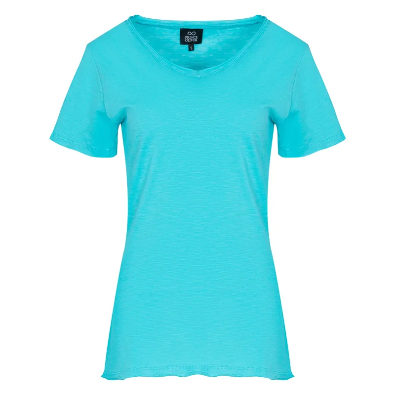 T-Shirt Τυρκουάζ V Neck