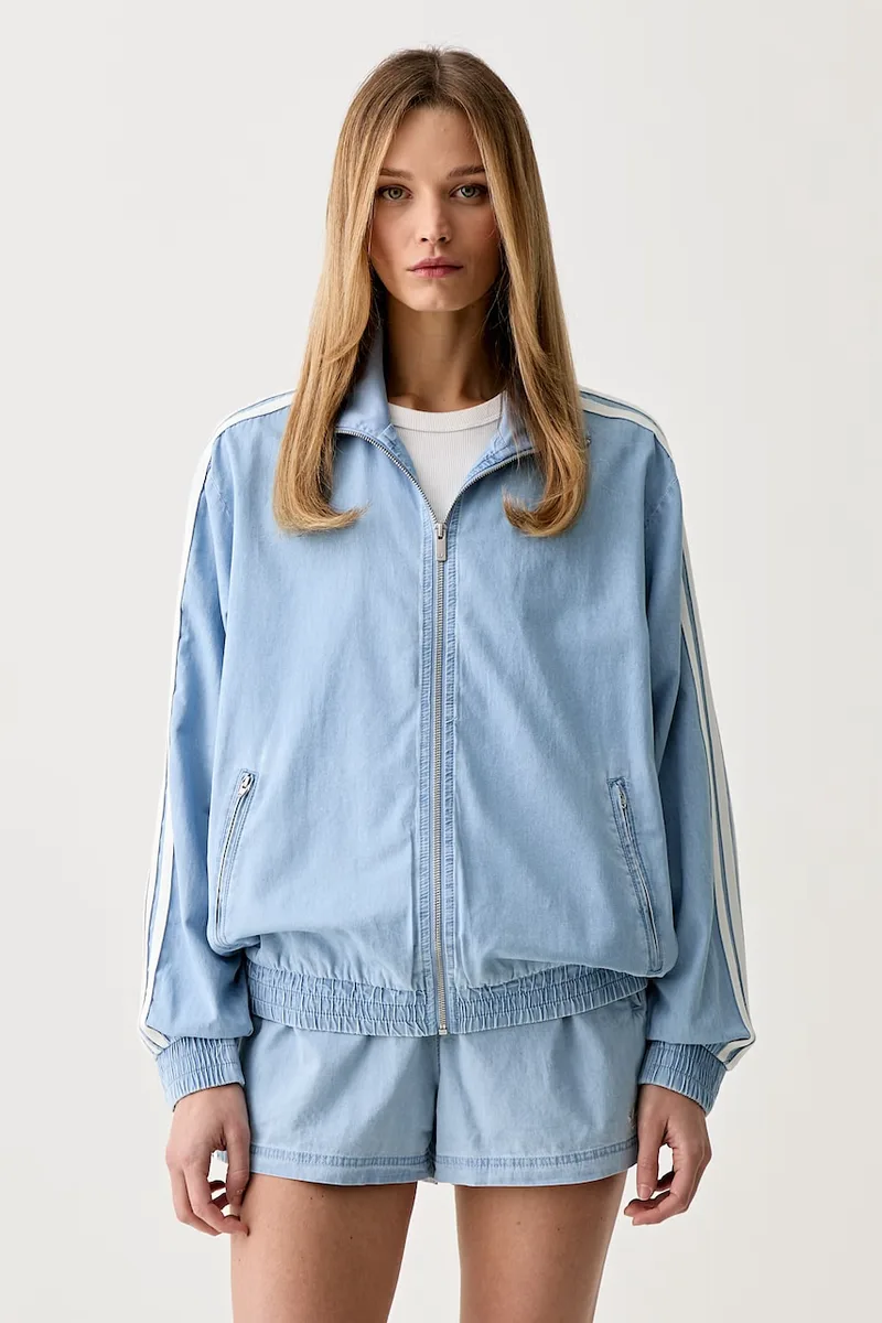 adidas Originals μπλούζα με κουμπιά γυναικεία ντένιμ