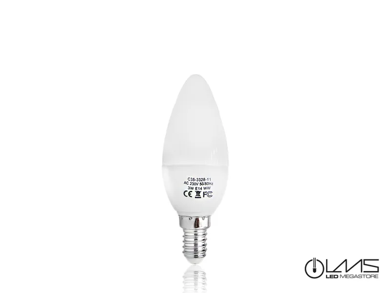 Λαμπτήρας Led LMS E14 3 Watt Candle Thermoplastic Ψυχρό Λευκό 05765