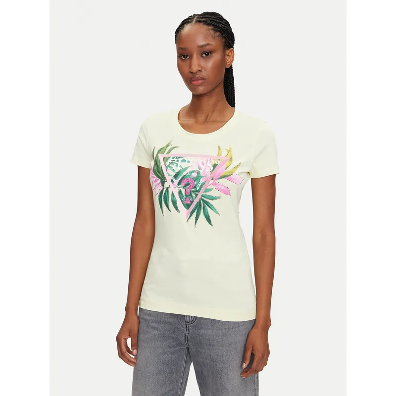 Guess T-Shirt W5GI07 J1314 Κίτρινο Regular Fit