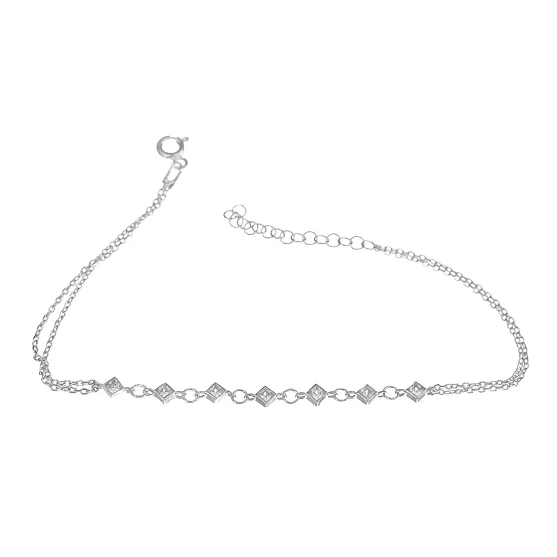 Βραχιόλι Ασημένιο 925 με zircon 16-19cm με διπλή αλυσίδα Gatsa 3668