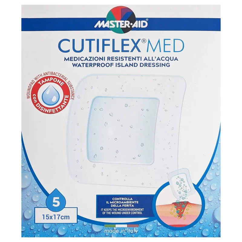 Master Aid Cutiflex Med Waterpfroof Island Dressing Αποστειρωμένη Αυτοκόλλητη, Αδιάβροχη Γάζα 3 Τεμάχια