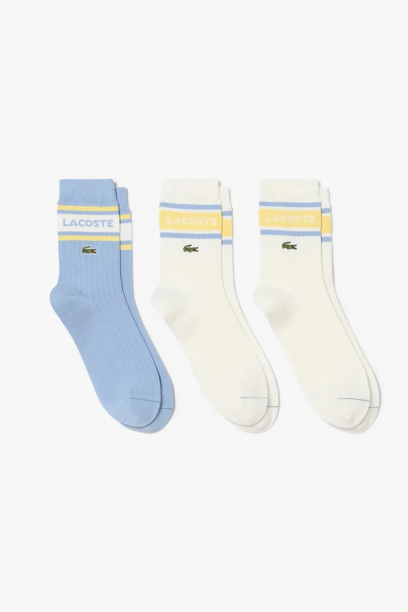 Lacoste σετ unisex μακριές κάλτσες με λογότυπο (3 ζευγάρια) - RA1922 Μπλε Ανοιχτό