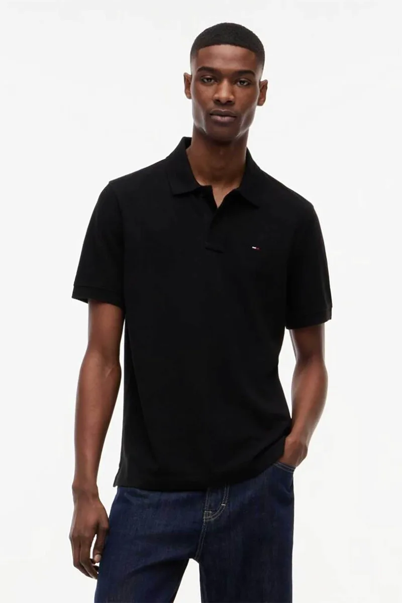 Τommy Jeans ανδρική μπλούζα πόλο μονόχρωμη Regular Fit - DM0DM22711 Μαύρο