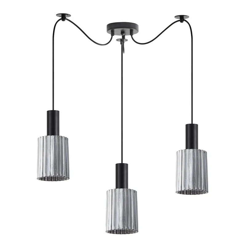 Φωτιστικό Οροφής Τρίφωτο Homelighting 77-8485 Black/Smoked