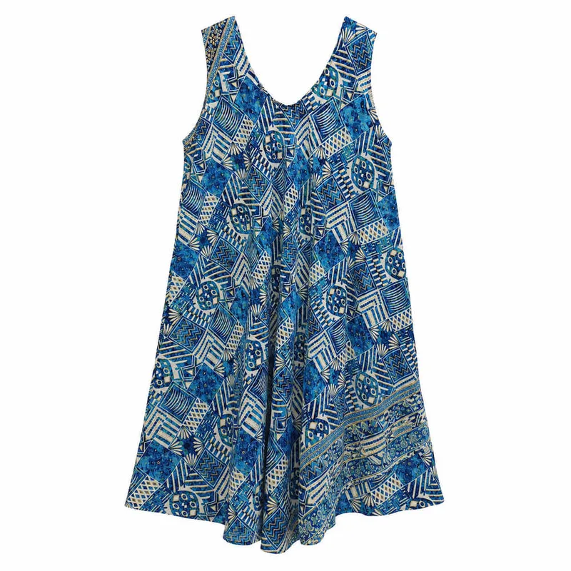Plus Size Midi Φόρεμα με Γεωμετρικό Μοτίβο Μπλε Ρουά 27358