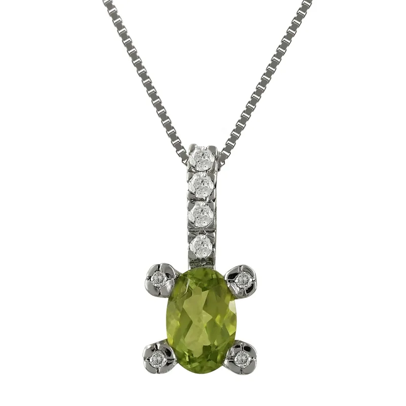Μενταγιόν Με Peridot και Διαμάντια Brilliant από Λευκόχρυσο Κ18 M83229