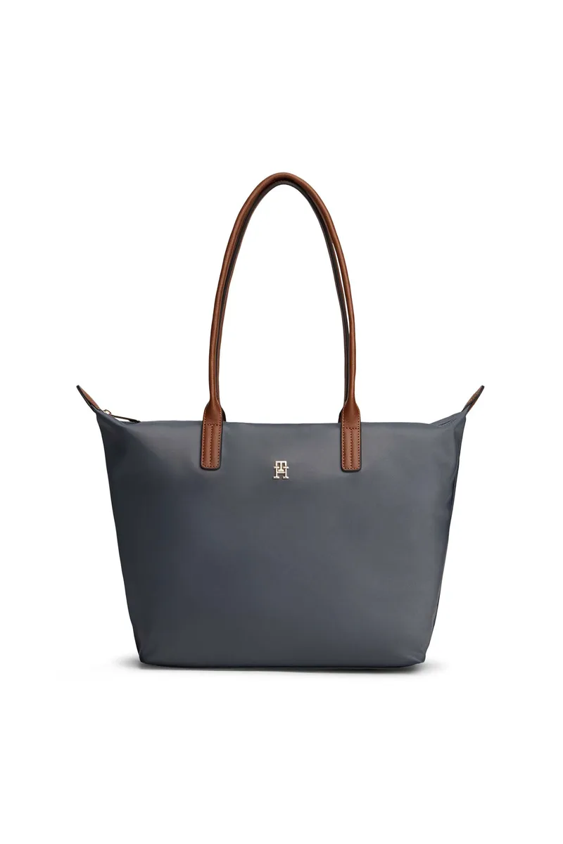 Tommy Hilfiger γυναικεία τσάντα tote με μεταλλικό μονόγραμμα "Popette" - AW0AW17711 Γκρι