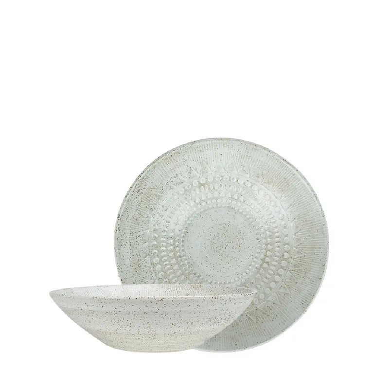 Πιάτο Φαγητού Βαθύ Stoneware Ανάγλυφο Aztec White ESPIEL 23εκ. ZAT107K2 (Σετ 2 Τεμάχια) (Χρώμα: Λευκό, Υλικό: Stoneware, Μέγεθος: Μεμονωμένο) - ESPIEL - ZAT107K2