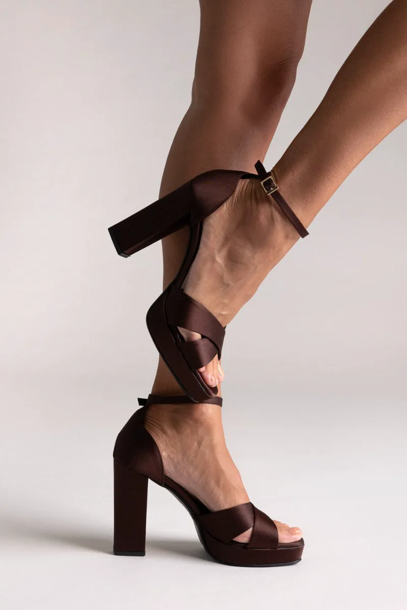 TFP Platform Sandals - 4032 - Brown Satin