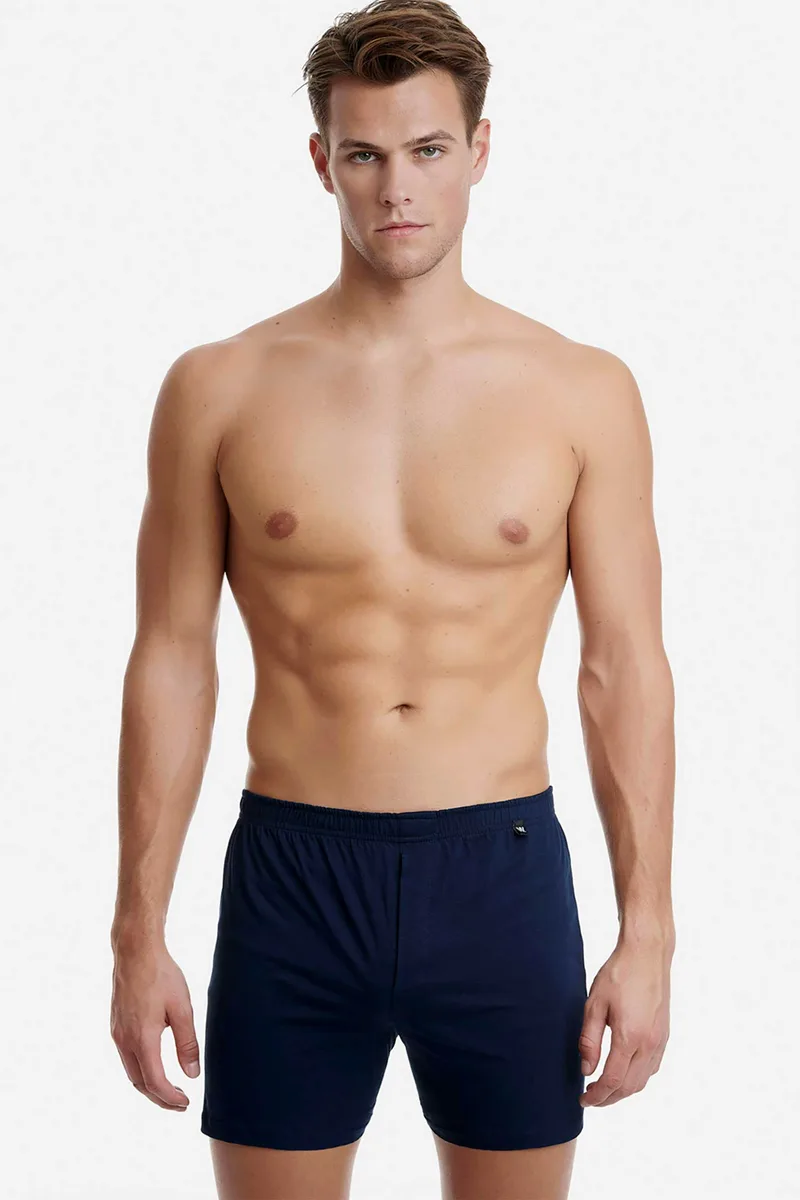 Walk ανδρικό μπόξερ μονόχρωμο Relaxed Fit - W1751 Μπλε Σκούρο
