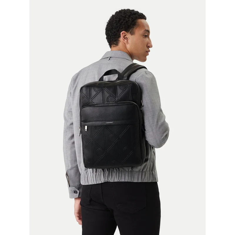 Τσαντάκι Calvin Klein Emblem Aop Emboss Slim Square Bp LV04D3328G Μαύρο