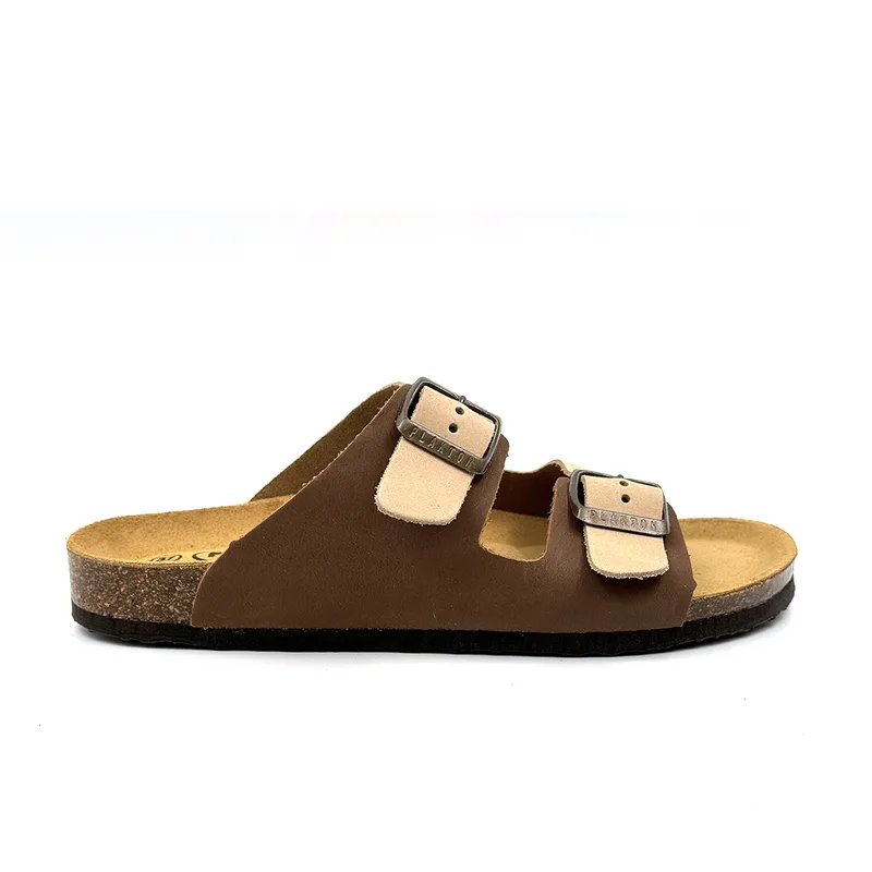 Γυναικεία Plakton Δερμάτινα Σανδάλια Nobuck BI 180010 BROWN/BEIGE