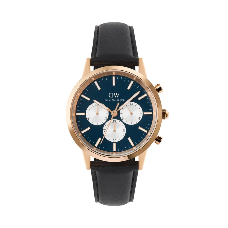Ρολόι Daniel Wellington Iconic Chronograph St Mawes Arctic Panda DW00100877 Μαύρο