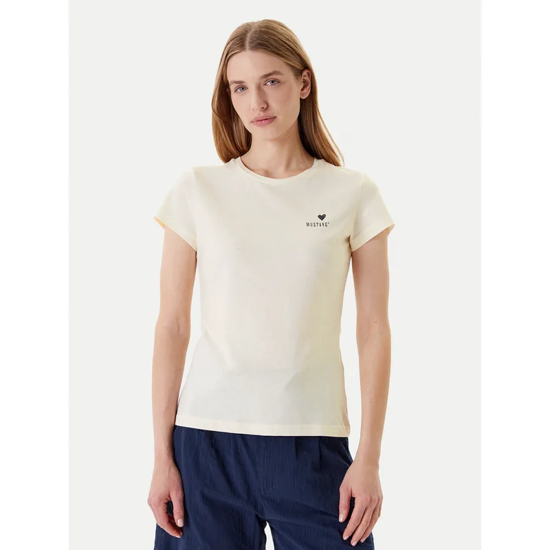 Mustang T-Shirt Loa 1016509 Εκρού Slim Fit